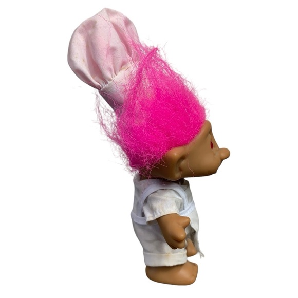 Vtg Ace Novelty Treasure  Troll Doll Pink Hair Chef Apron With Hat Wishstone 90s - Picture 5 of 12